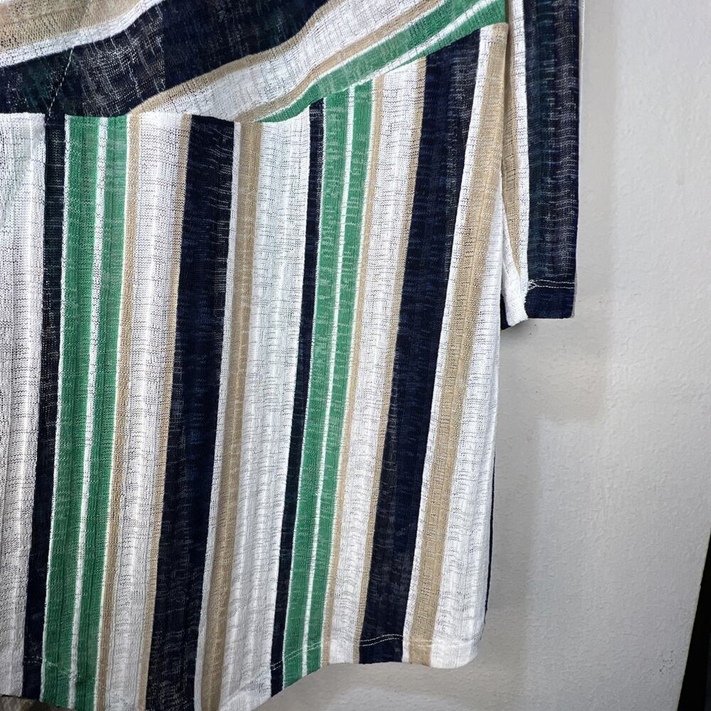 Chico's 2 chicos large Travelers Jacket Striped Cardigan Sweater Green NWT - Picture 4 of 11